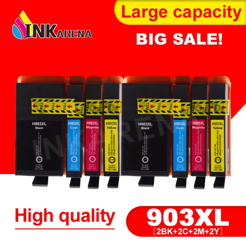 

INKARENA 2 Pack Compatible For HP 903XL 903 XL Ink Cartridge Full Ink with chip for HP OfficeJet 6950 6956 Pro 6960 6970 Printer
