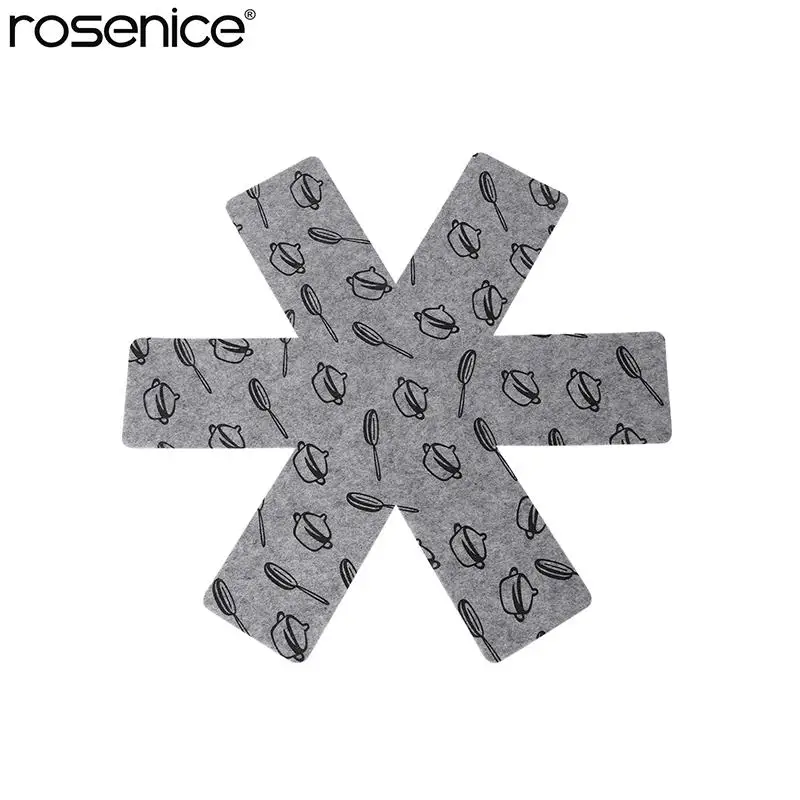 

6pcs Pot & Pan Protectors Gray Print Premium Divider Pads to Prevent Scratching Separate and Protect Surfaces for Cookware