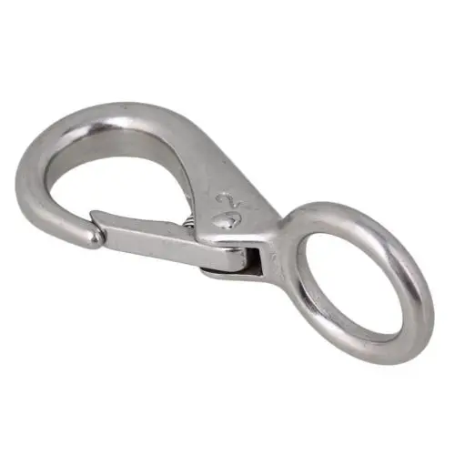 

82mm 304 Stainless Steel 2# Carabiner Secure Lock Boat Fixed Eye Clip Hook Link