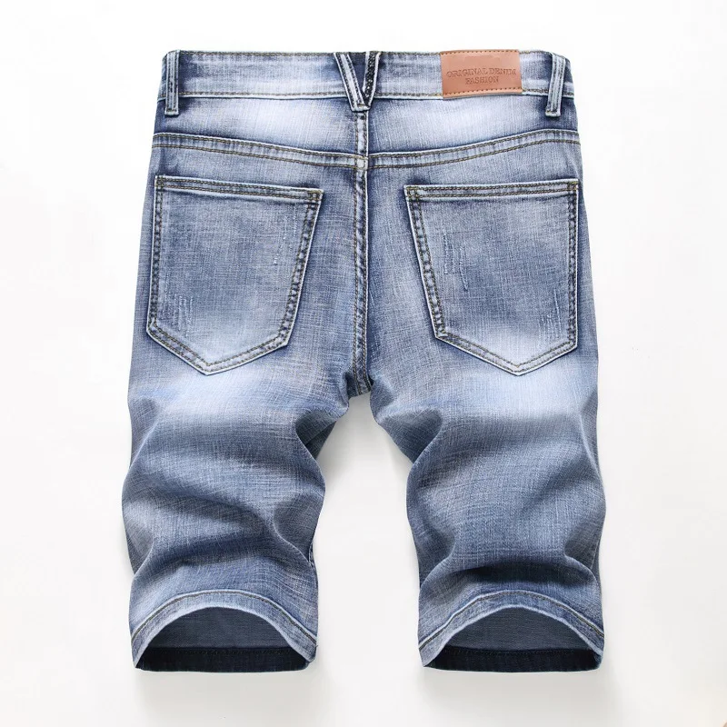 Summer New Mens Stretch Ripped Short Jeans Fashion Casual Slim Fit High Quality Elastic Distressed Hole Denim Shorts Men 28-42 Summer New Mens Stretch Ripped Short Jeans Fashion Casual Slim Fit High Quality Elastic Distressed Hole Denim Shorts Men 28-42