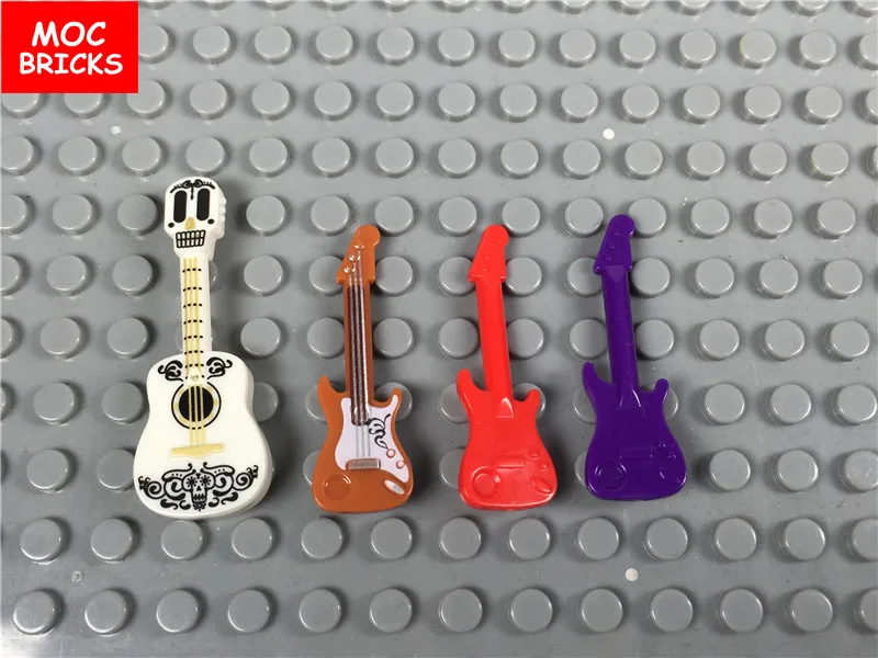 

5pcs/lot MOC Bricks DIY Music Equipment toys White Guitar & Bass Educational building blocks bricks assemble toys gifts for kid