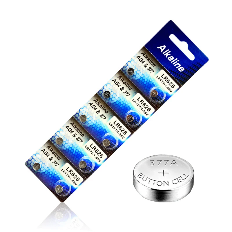 

10pcs/lot 1 cards MICKTICK AG4 1.5V Button Cell Batteries LR626 LR66 377 SR626SW 177 Cell Watch Toys clcoks Battery Wholesales