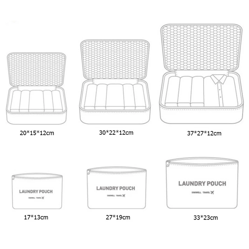 6 шт. дорожная сумка для хранения водонепроницаемая одежда упаковка квадратный багажный Органайзер набор