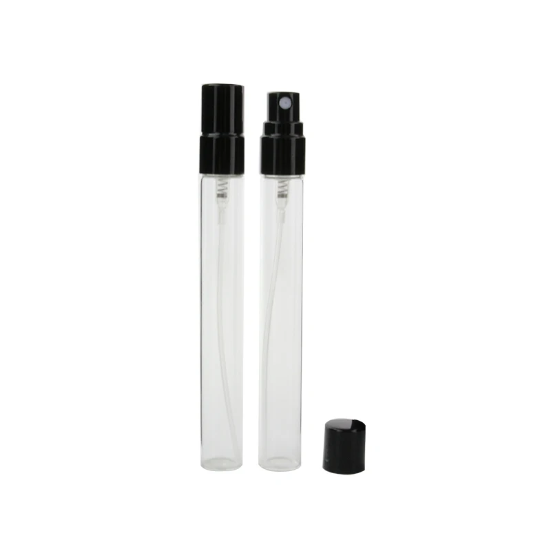 50pcs/Lot 10ml Glass Perfume Bottle 1/3 OZ Women Cosmetic Sprayer Container Small Refillable Aluminum Cap Packaging Atomizer