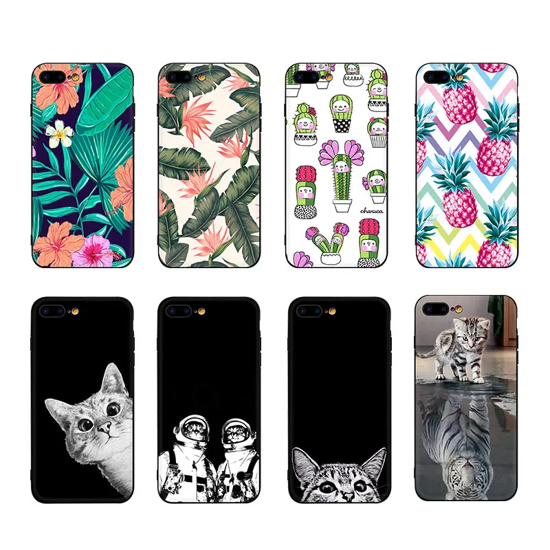 

VEVICE Soft Silicone Matte Black TPU Cover Case For iPhone 7 6 6S 8 Plus X XS Max XR Cartoon Cat Dog Pattern Coque Cases Capa