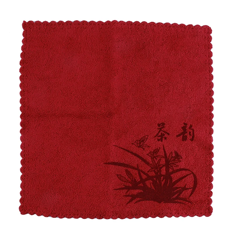 Чайное полотенце из толстого чистого хлопка, аксессуары для чая кунг-фу, полотенце для кофейного столика, салфетка, специальное полотенце - Цвет: red