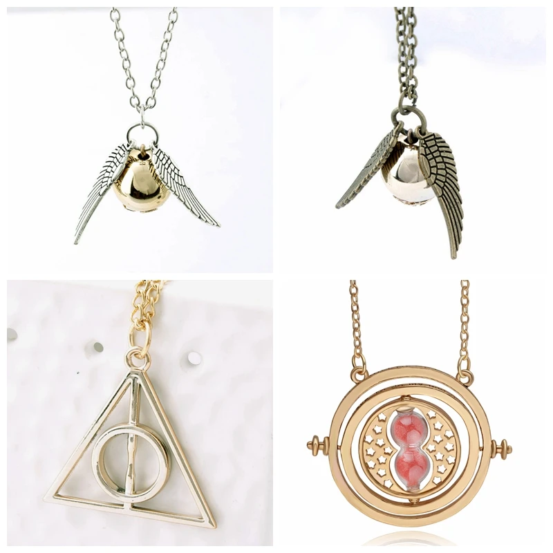 

Harri Potter Magic Wand Time Turner Hourglas Fly Thief Quidditch Pendant Toys Necklace Triangle Necklace Action Toy Figures