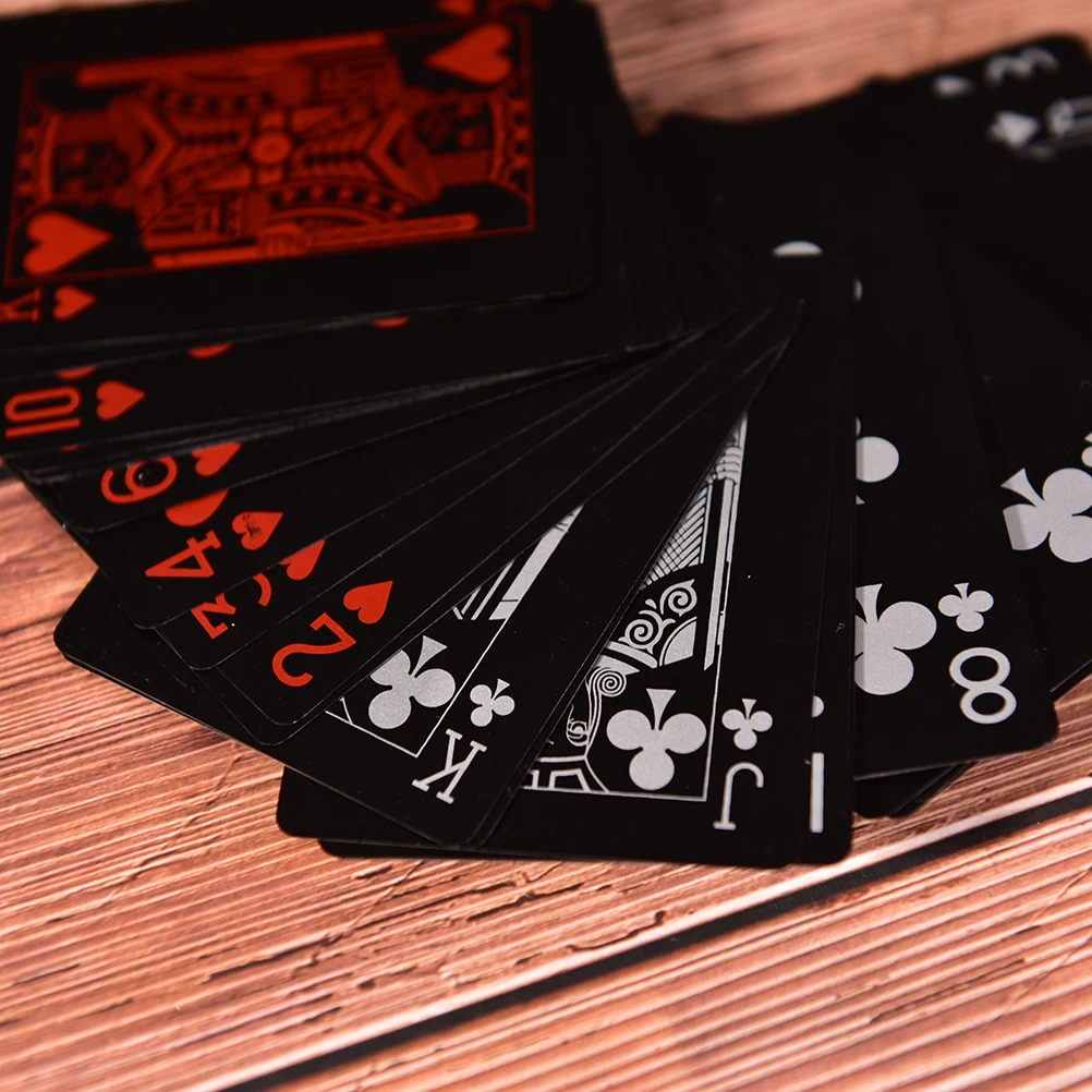 Пластиковая коробка покер черные игральные карты Семейная Игра водонепроницаемые пластиковые карты