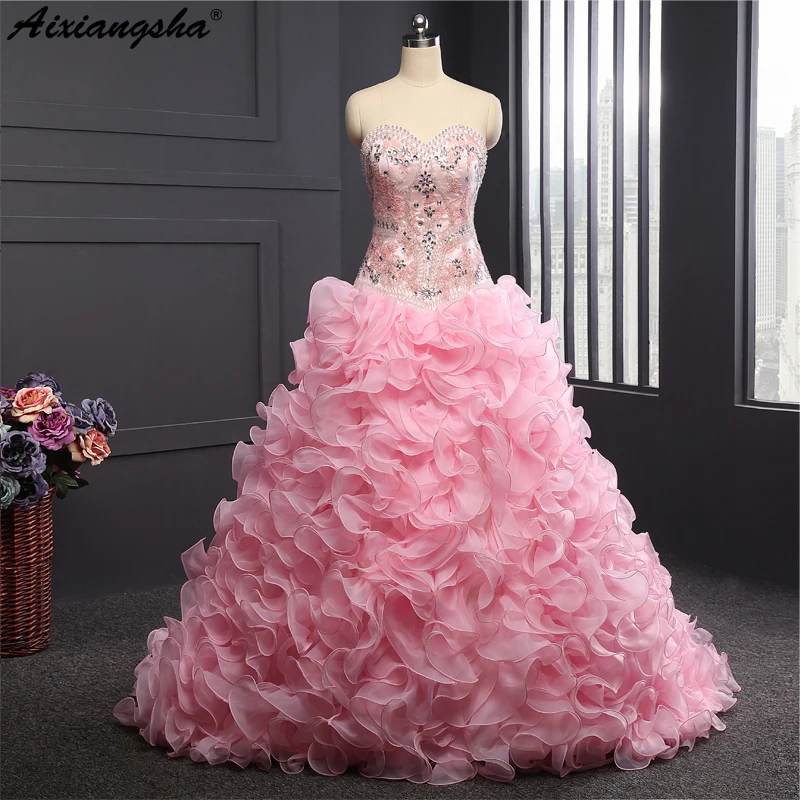 Pink fluffy wedding dress Clearance