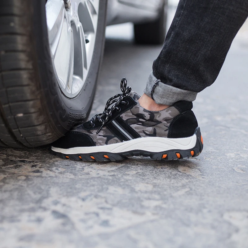 Men's breathable steel toe safety shoes men's outdoor non-slip steel puncture protective construction boots work shoes