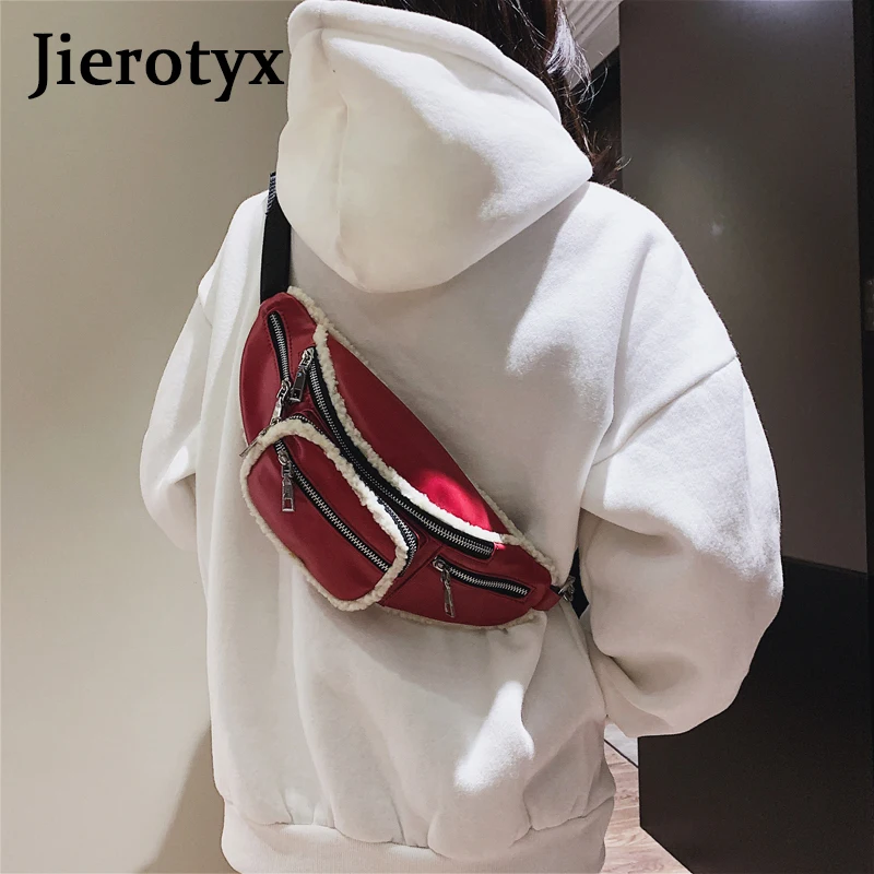 JIEROTYX, брендовая дизайнерская сумка на пояс, женская черная, красная кожа, искусственная кожа, женская сумка на плечо, кошелек, сексуальная цепочка, высокое качество, на грудь, для телефона