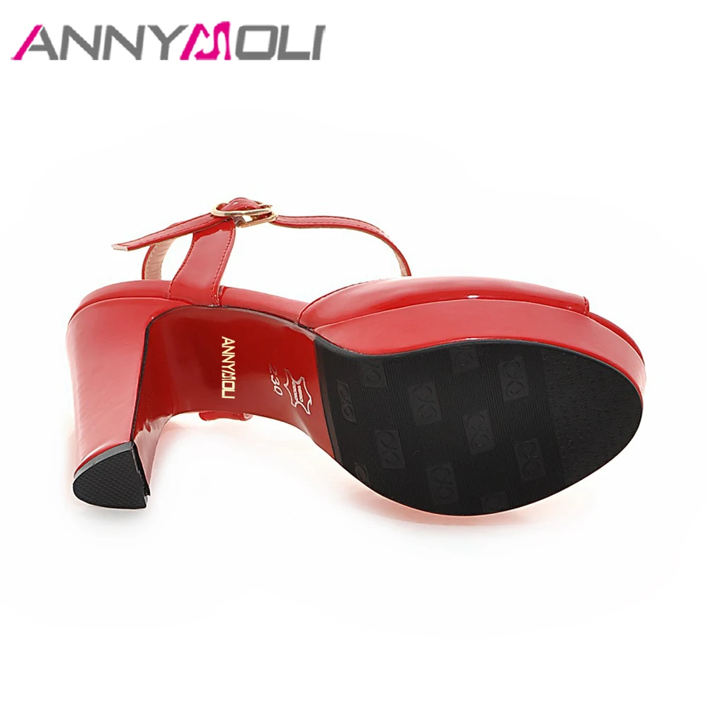 Женские босоножки на платформе ANNYMOLI красные свадебные туфли высоком каблуке