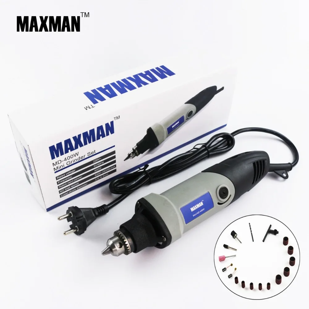 MAXMAN Professional elektromos mini sajtolódaráló Dremel szerszám 0,6 ~ 6,5 mm-es tokmány változó sebességű forgószerszám DIY többfunkciós szerszám