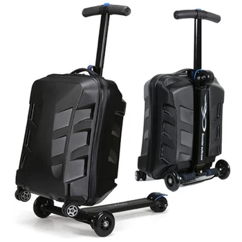 

Cool 21 inches fashion boy scooter suitcase men trolley case extrusion students Skateboard suitcase Travel luggage Boarding box