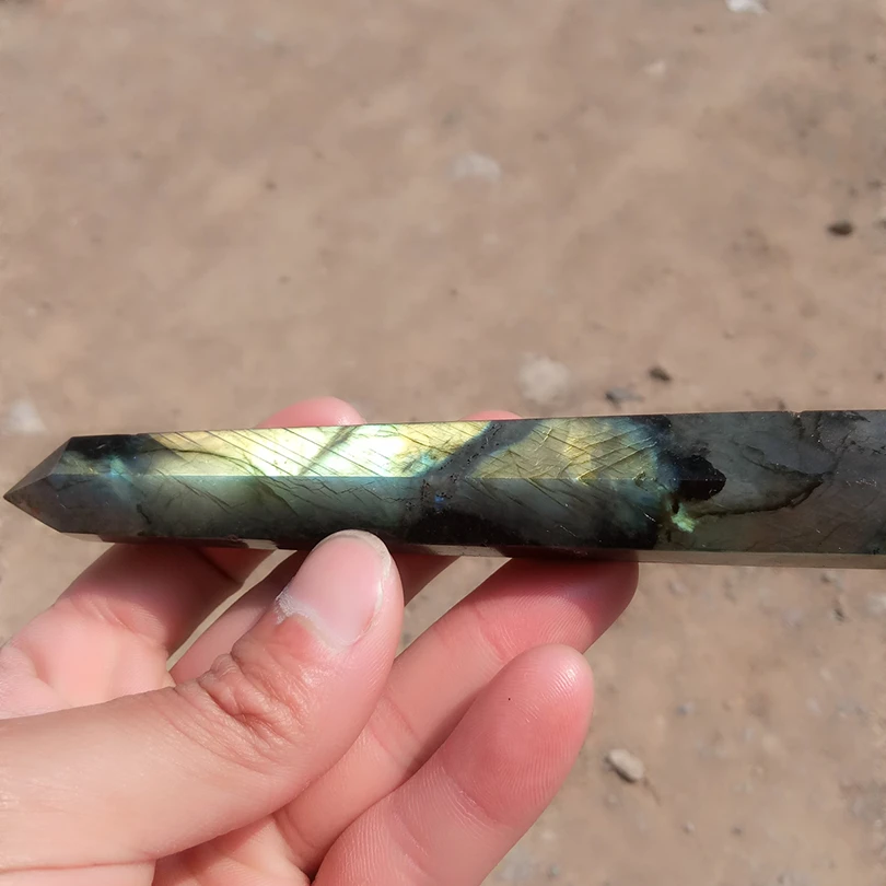 

14.9cm natural stones and minerals labradorite wand point healing home decoration accessories