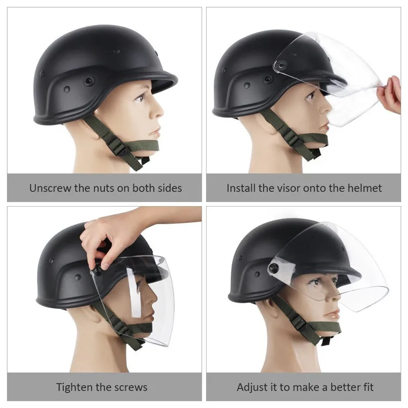 Airsoft M88 PASGT Kelver Helmet with 2pcs Clear Visor Tactical Combat Hunting Outdoor Cycling Protection Helmet or Ground Troop Airsoft M88 PASGT Kelver Helmet with 2pcs Clear Visor Tactical Combat Hunting Outdoor Cycling Protection Helmet or Ground Troop