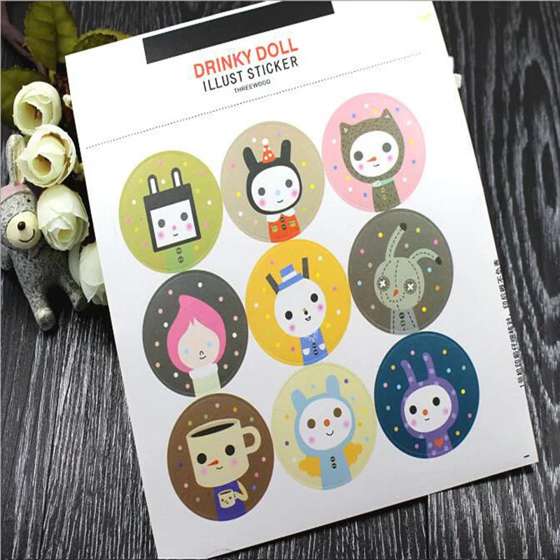 

Z04 2 Sheets /Pack Kawaii Cat Waterproof Sticker Stick Label Phone Diary Notebook DIY Craft Stationery Sticker Kid Gift