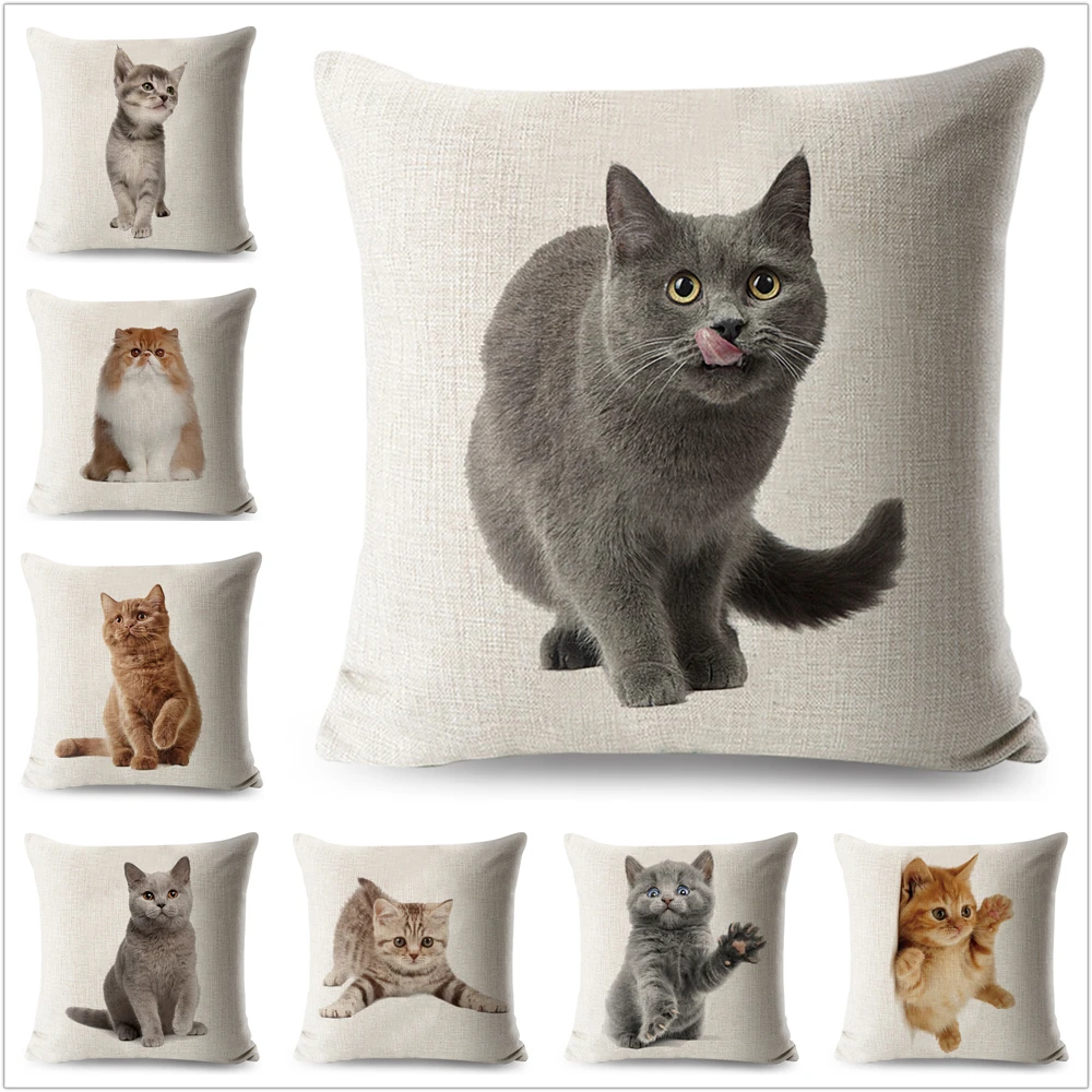 

Cushion Cover Loving Cute Cat Pillowcase Sofa Throw Pillows Cover Animal Printed Wedding Home Decorative Cojines Fundas