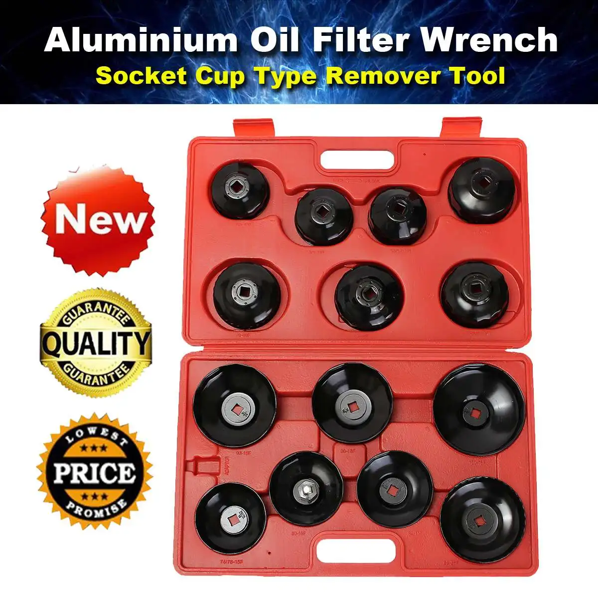 

doersupp Universals Car Oil Filter Wrench Cap Auto 14 PCS Set Removing Tool Filter Housing Caps 4 Cylinder Non-SlipHand Tool