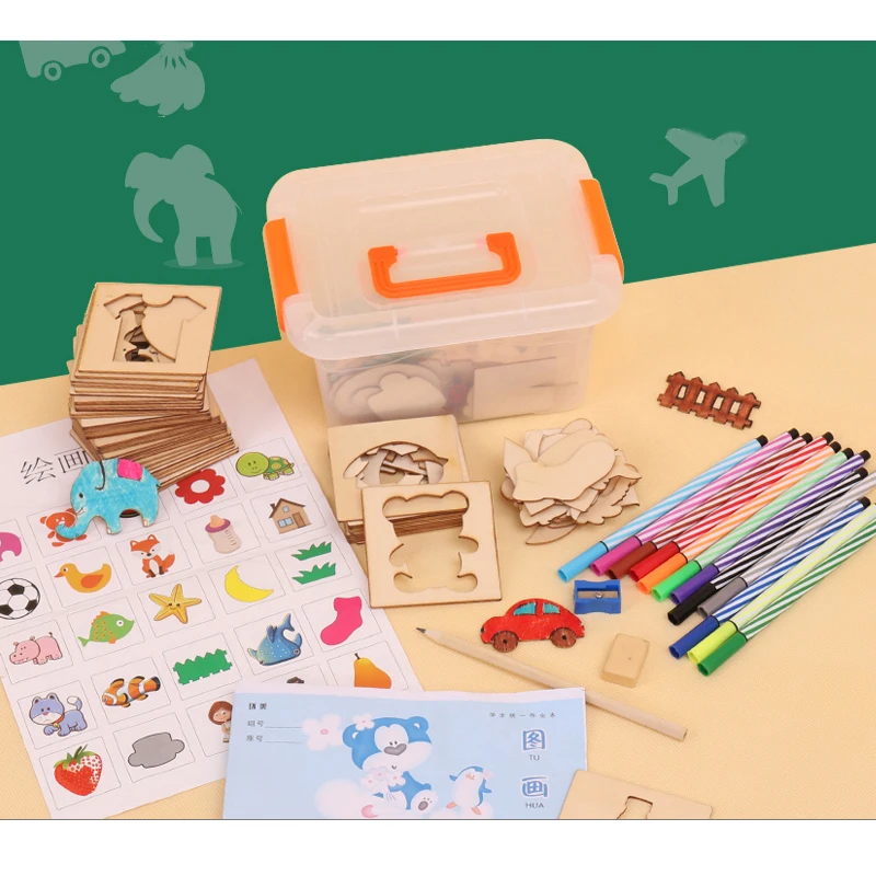 IPiggy 100 шт. деревянные школьные Краски инструменты Развивающая книжка-раскраска учиться рисовать раскраски доска деревянная игрушка для рисования Детский подарок