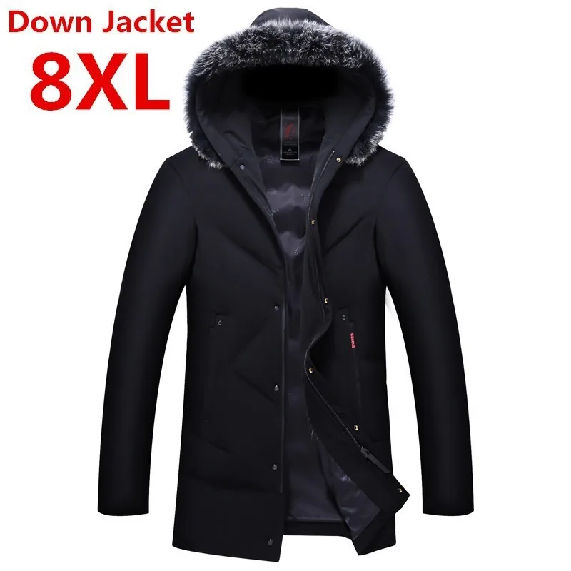 

plus size 8XL 7XL Thicken Warm Winter Duck Down Jacket for Men Fur Collar Parkas Hooded Coat Plus Size Overcoat Western Style