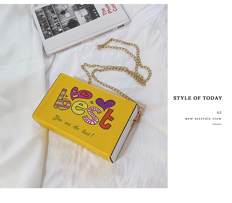 Модная цветная сумка с буквенным принтом, стильная женская сумка из искусственной кожи с цепочкой, клатч, сумка через плечо, сумка через плечо, Женский манжет, сумочка