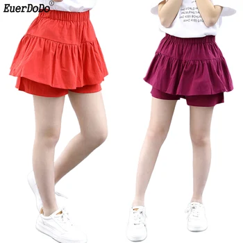 

Teenage Girls Shorts Cotton Ruffle Shorts For Children Girl Culottes Kids Girls Summer Bottoms 6 8 10 12 14 Years Old Girl