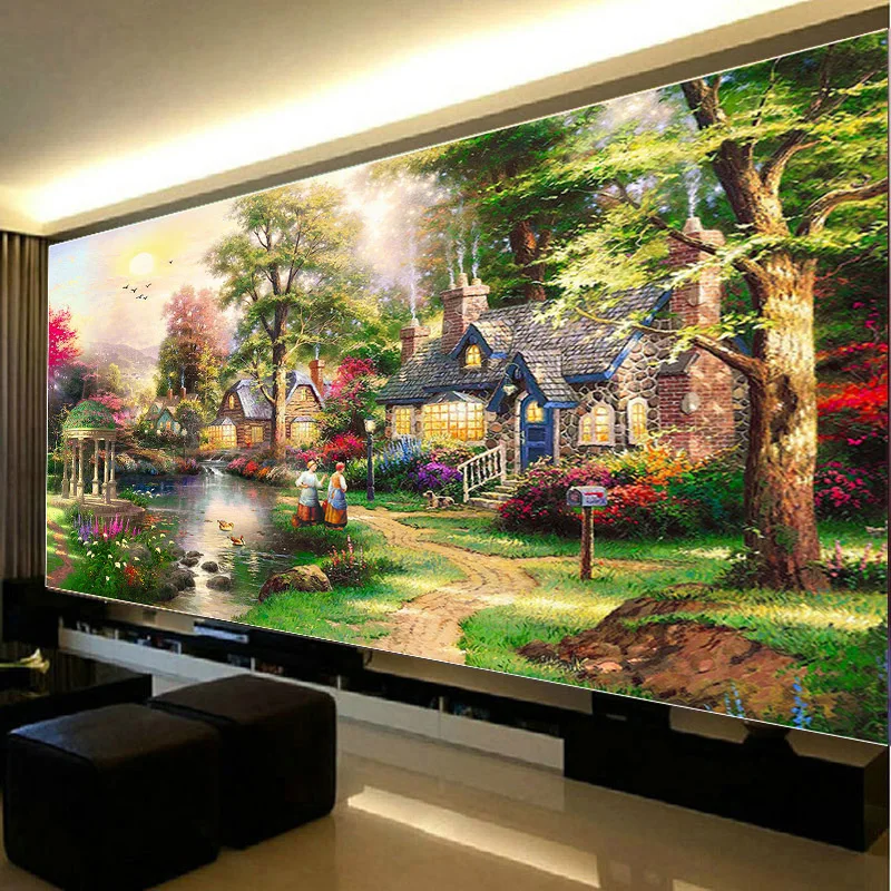 5D Diy Diamond Painting Dream Home Landscape Full Round Embroidery