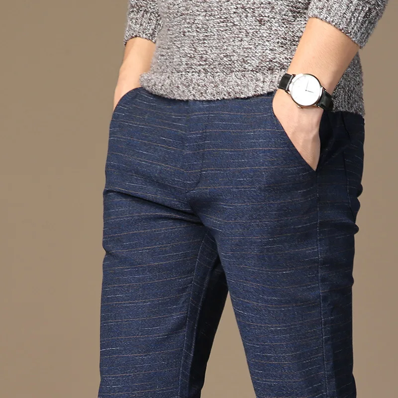 

MRMT 2019 Brand Mens Spring And Summer Casual Pants Men Striped Micro Elastic Straight Trousers
