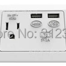 США Тип три гнездо розетки с 125 В 15A 60 Гц Два USB DC 5 В 2000ма Белый Блок розеток в японском стиле