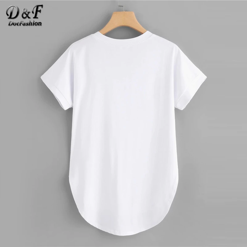 Dotfashion زائد حجم الأبيض تراجع تنحنح الجيب المحملة النساء 2019 الصيف V الرقبة قصيرة الأكمام عارضة قمم الربيع الأزياء الصلبة تي شيرت
