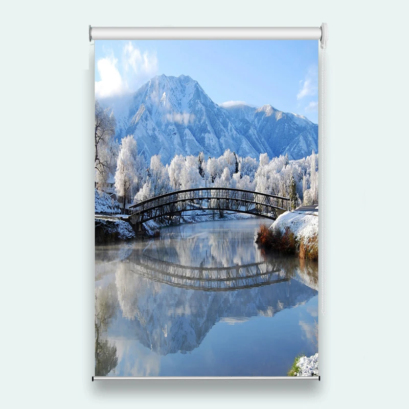 

Snow scene 3D roller blinds Living room bedroom kitchen roller blinds for windows Customize any size