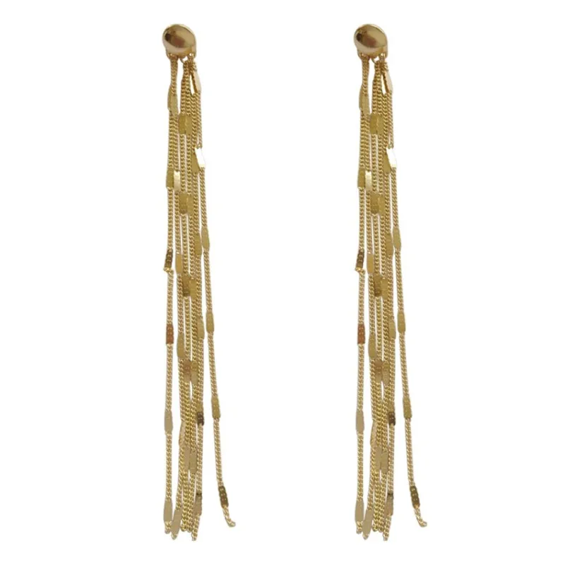 

Brief Design Round Disc With Chain Tassel Earrings For Women Jewelry