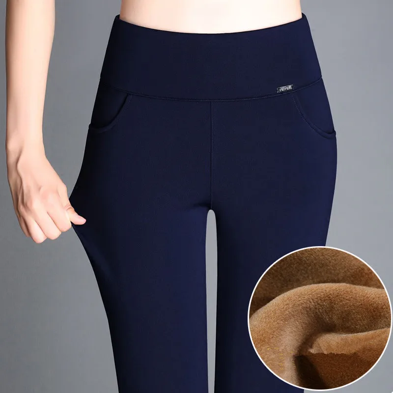 

Plus Size 5XL 6XL Winter Warm Thick Gold Velvet Pants Slim High Waist Stretch Fleece Pencil Pants Female Blue Boots Leggings