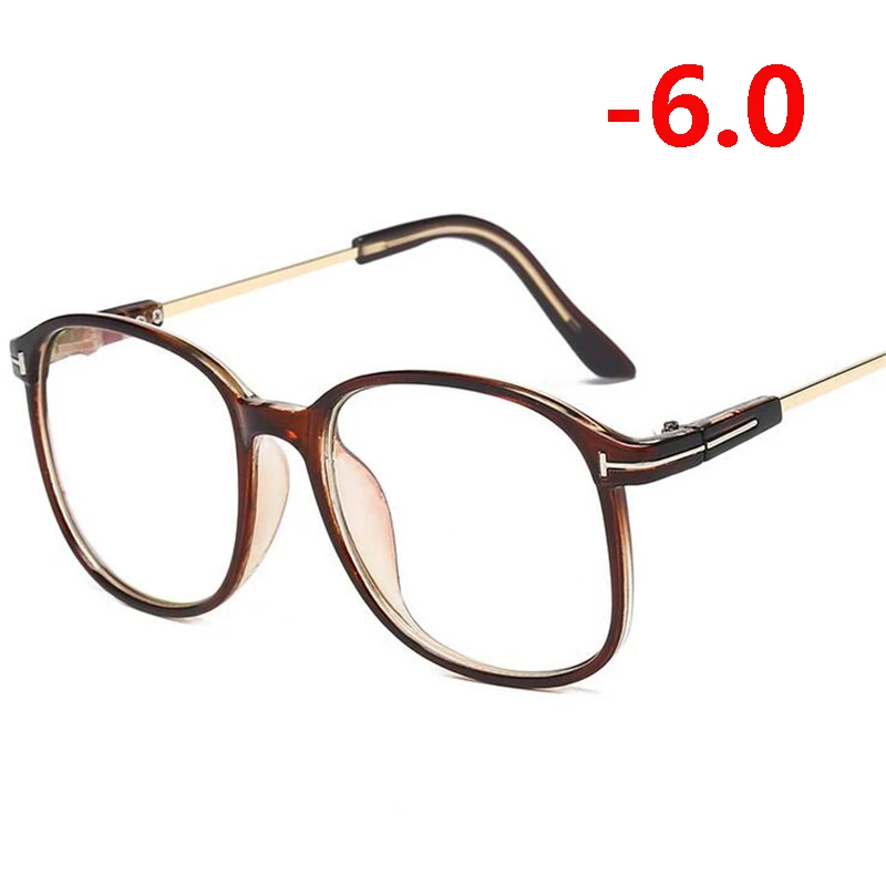 Ретро большие оправы, большие очки для близорукости, женские и мужские очки для глаз, очки для близоруких-1,0-1,5-2,0-2,5-6,0 - Цвет оправы: myopia 600