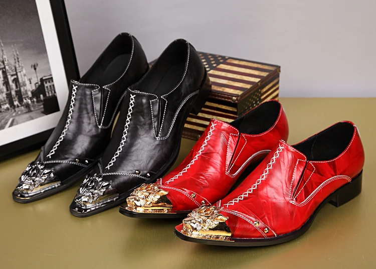 2017 Модные Мужские модельные туфли черного и красного цвета мужские