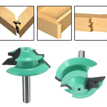 

New 1PC 1/4" Shank Lock Miter Router Bit 45 Degree Woodworking Cutter 1-1/2" Diameter For Carpenter Tools