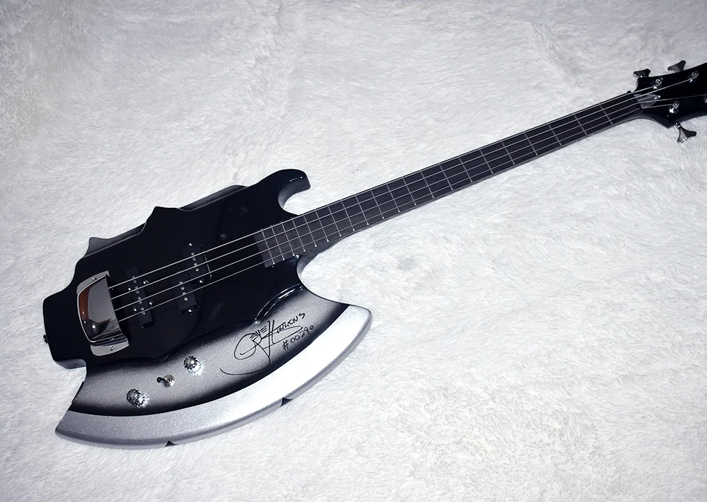 Factory 4 Strings Axe Electric Bass Guitar with Signature on Body,Chrome Hardwares,Rosewood