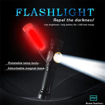 

new applicable portable Camping light high power Ultra Bright LED flashlight flash light USB rechargeable 18650 Battery torch
