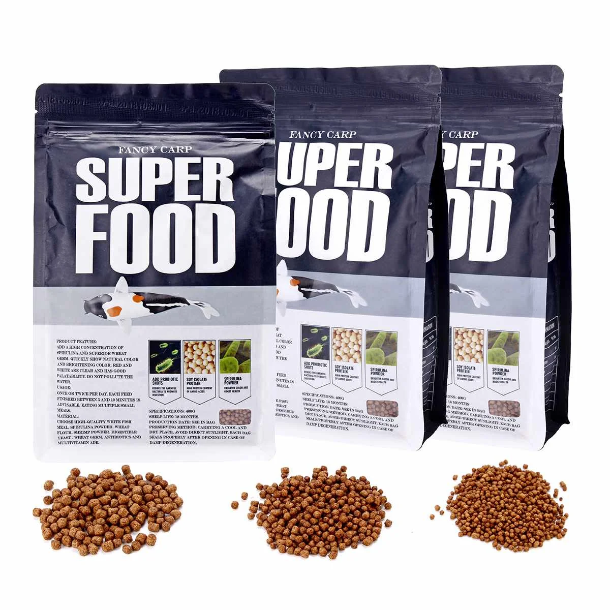 Aquário Do Tanque de Alimentação Alimento Nutrição Saudável Alimentação Alimento Da Pelota Flutuando Peixes Da Lagoa Ornamental Peixinho Carpa Isca De Pesca de 400 g/saco