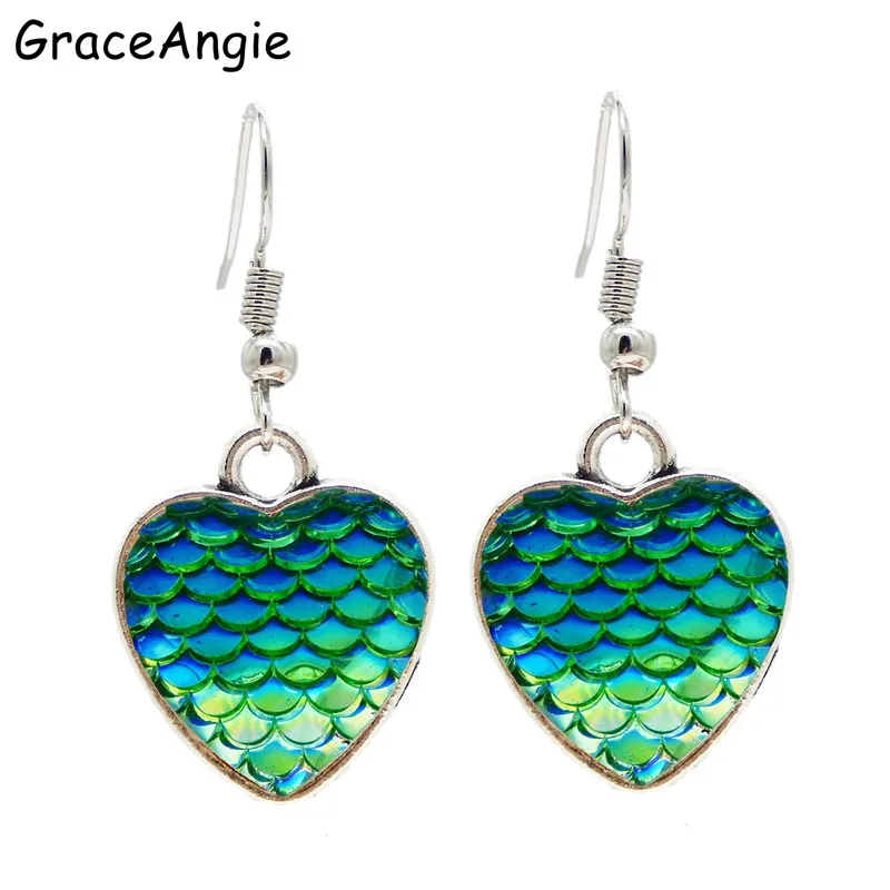 

GraceAngie Love Heart Earrings Mermaid Fish Colorful Elegant Women Earrings Jewellery Earrings for women Drop Earrings Gift New