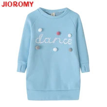 JIOROMY/Детские платья Евро-американские шерстяные платья с длинными рукавами и круглым воротником для девочек