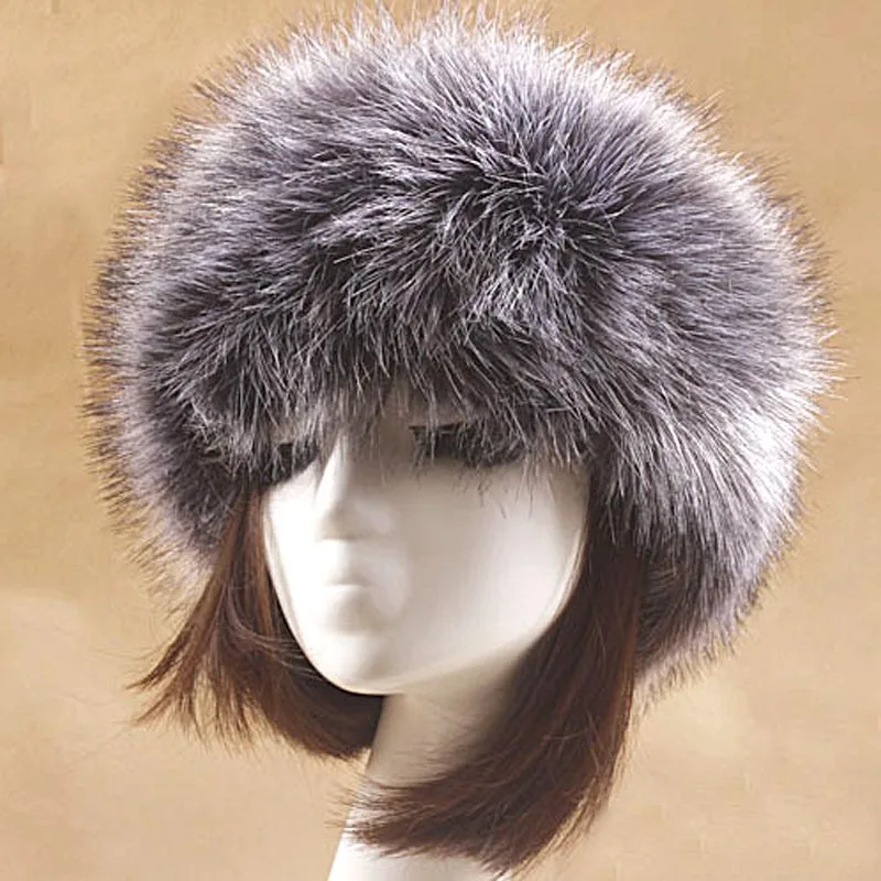 Naiveroo Women Men Fur Hats Thick Warm Faux Fox Fur Fuffy Cap Headband Autumn Winter Russian Fashion Unisex Bomber Hat Headwear