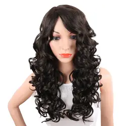 Deyngs 24 дюйм(ов) ов) длинные волнистые вьющиеся Искусственные парики для черный/белый для женщин темно коричневый косплэй волос с