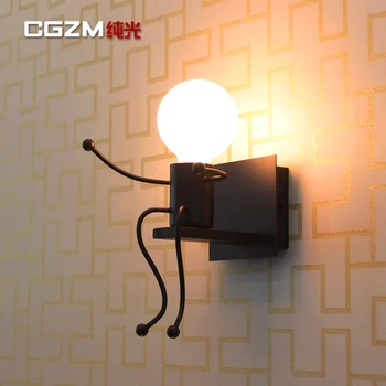 

Modern Simple LED Creative Cartoon Children Human-like Wrought Iron Sitting Room Bedroom Wall Lamp
