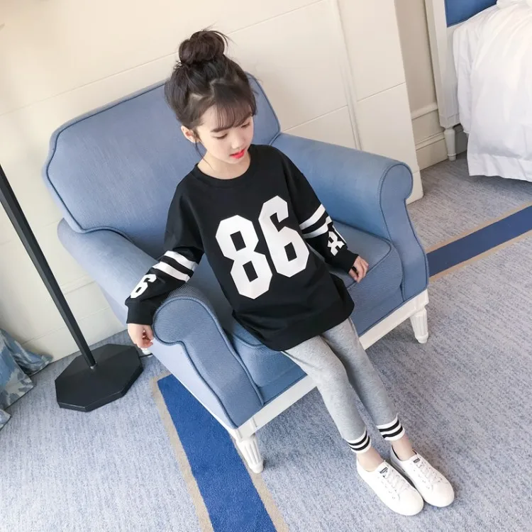 

4 to 13 Years Girls Clothes 2018 Autumn Letter Tops Pants 2Pcs Child Clothing Teenage Sports Suit For Girls Kids Tracksuit Sets