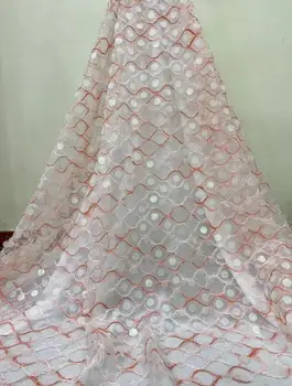 

african French Lace Fabric L-3172 New design embroidered African Tulle Lace Fabric with sequins