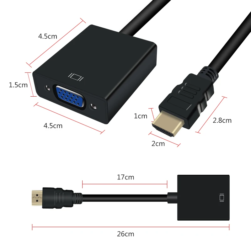 HDMI в VGA кабель конвертер мужской в Famale конвертер адаптер 1080P цифро-аналоговый видео аудио для ПК ноутбук планшет