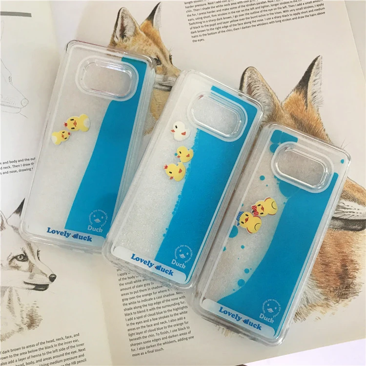

Flowing Liquid Cute Yellow Duck Soft TPU Capa Cases for Samsung Galaxy S9 S10 Plus S9 iPhone XS Max XR XS X 8 7 Plus 6 6S Capa