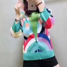 Горячая Распродажа, плиссированное короткое пальто на молнии с геометрическим узором и капюшоном Miyake